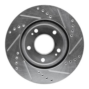 Chrysler Sebring Brake Rotor (1) - Front Left - R1 Concepts - Drilled & Slotted - Silver - `00-`24